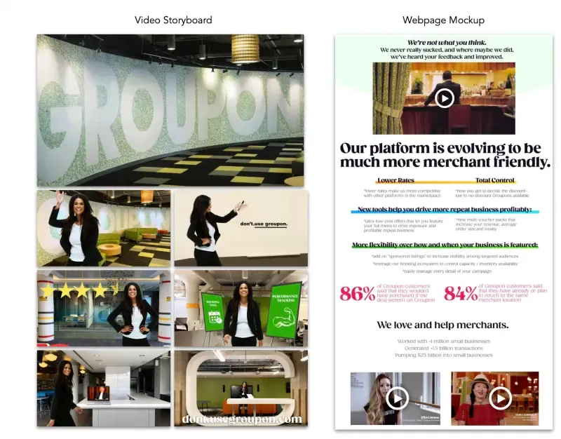 Still from the pre-production of the Don't Use Groupon website