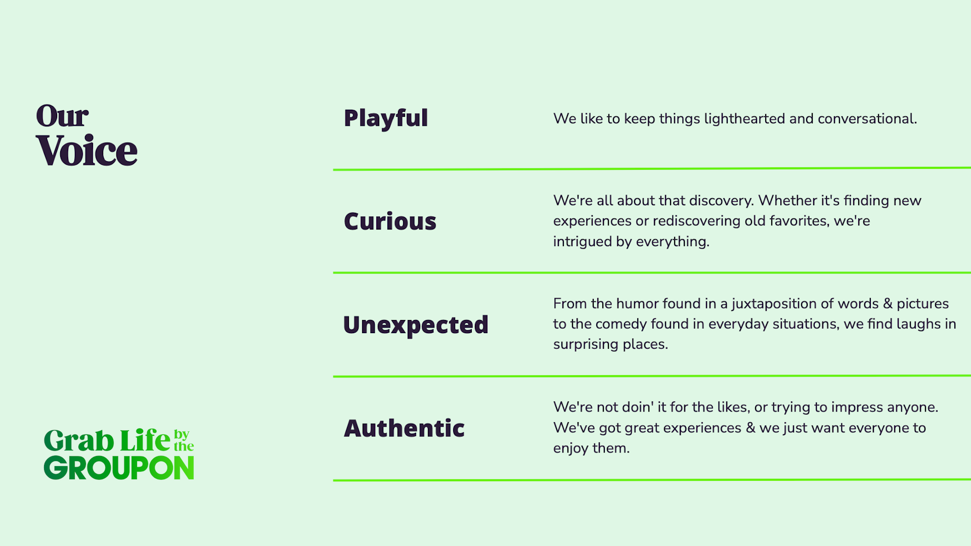 Grab Life By The Groupon Brand Guidelines